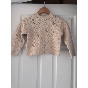 Zara Girls Knitted Floral Cottage Core Sweater